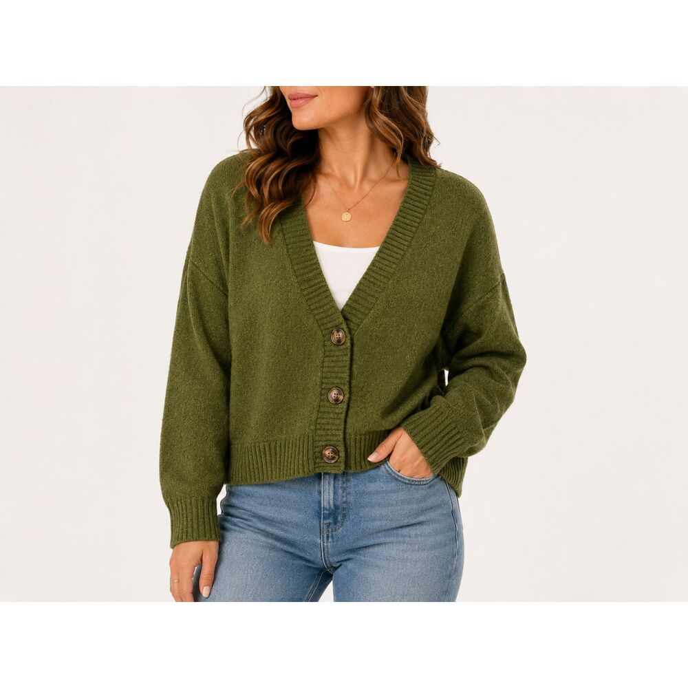 Wild Fable Green Cropped Cardigan Sweater Women’s Medium